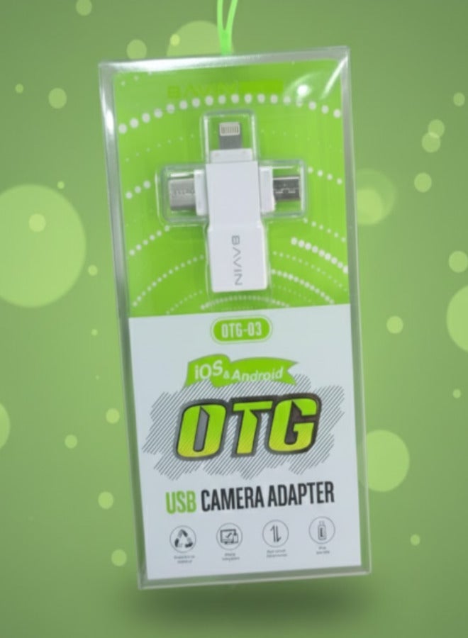 Universal 3-in-1 OTG USB Camera Adapter for iOS and Android – High-Speed Data Sync and Transfer Hub